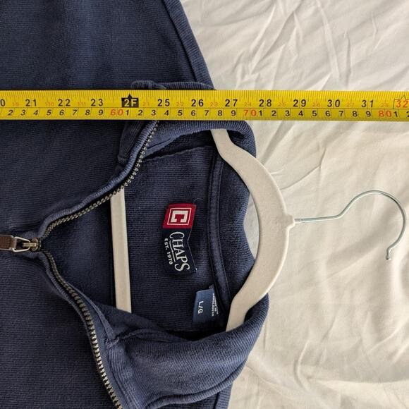 Chaps navy quarter Zip Sweater pullover navy L - Picture 7 of 7